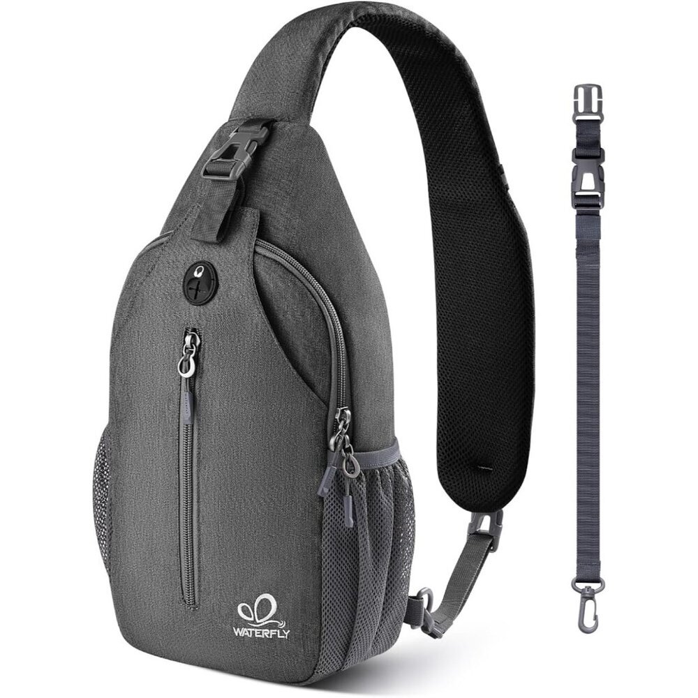 Men Grey 1 Crossbody Sling Backpack Sling Bag Travel Hiking Chest Daypack